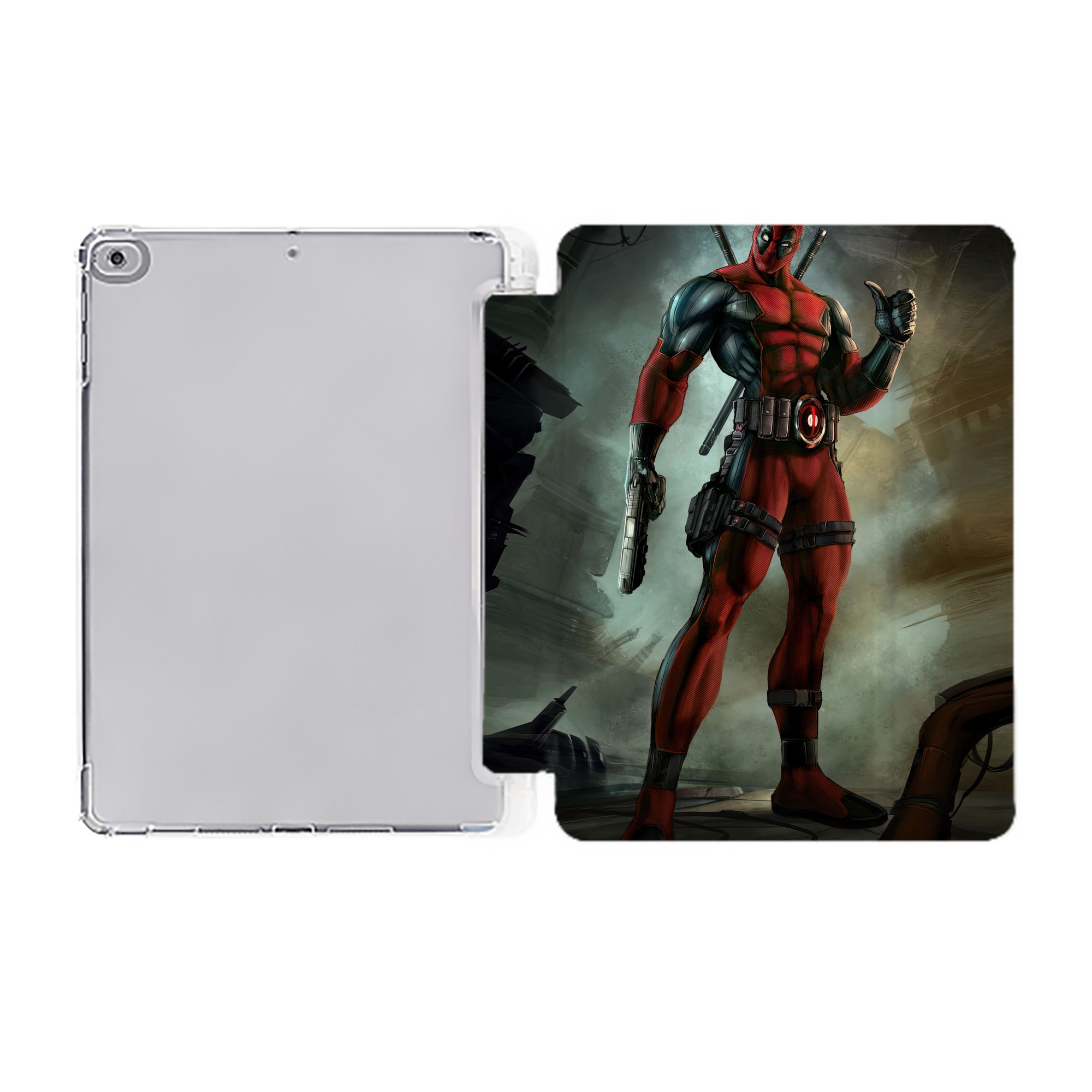 （画像用） Deadpool デッドプール IPad ケース ペン収納付き 三つ折りスタンド PUレザー×シリコン 対応機種9.5/10.5/10.9インチ